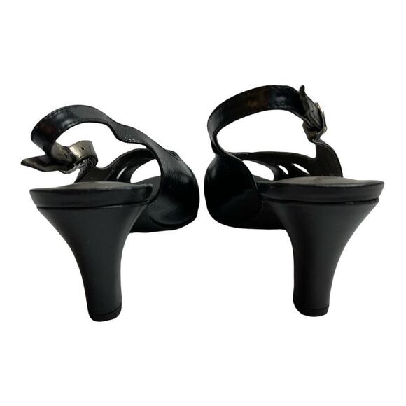 David Tate Black Leather Heel Slingback Sandals Shoes Women's Size 8 - Picture 5 of 9